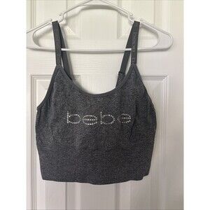 Bebe Gray Seamless Sports Bra Silver Dot Logo Women's Plus Size 2X